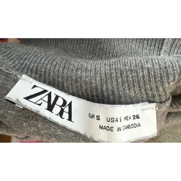 2/$30 ZARA Gray Small Turtleneck SweaterLightweight Soft Knit 3/4 Sleeve - Picture 4 of 12